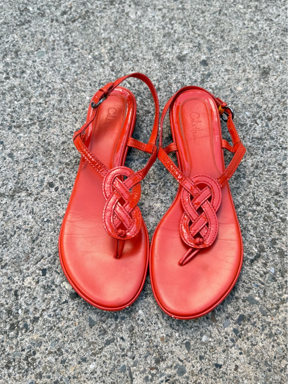 Cole Haan Bright Orange Braided Toe-Ring Sandals Size 9.5 - Picture 11 of 11